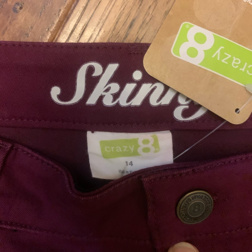 🎉2/$14! NWT Crazy 8 girls skinny maroon jeans
